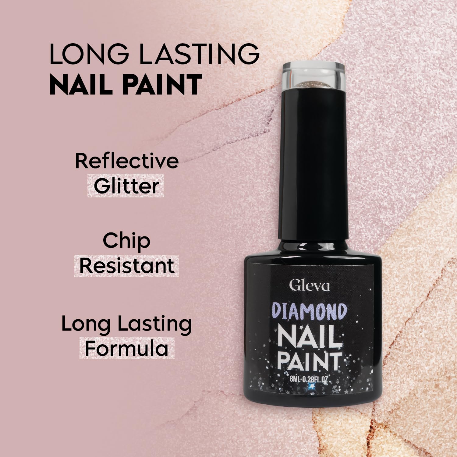 Gleva Diamond Glitter UV Gel Nail Polish - Soak Off Sparkly Green Nail Paint for Long-Lasting Salon & DIY Manicure - 8ml for Women & Girls | Perfect for Parties, Weddings, and Special Occasions
