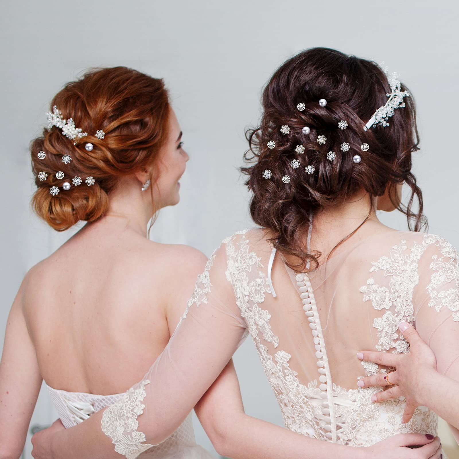 MTLEE 40 Pcs Pearl & Rhinestone U-Shaped Hair Pins for Wedding Bridesmaid Hair Accessories - Elegant Bobby Pins for Bridal Updos, Prom, and Special Occasions