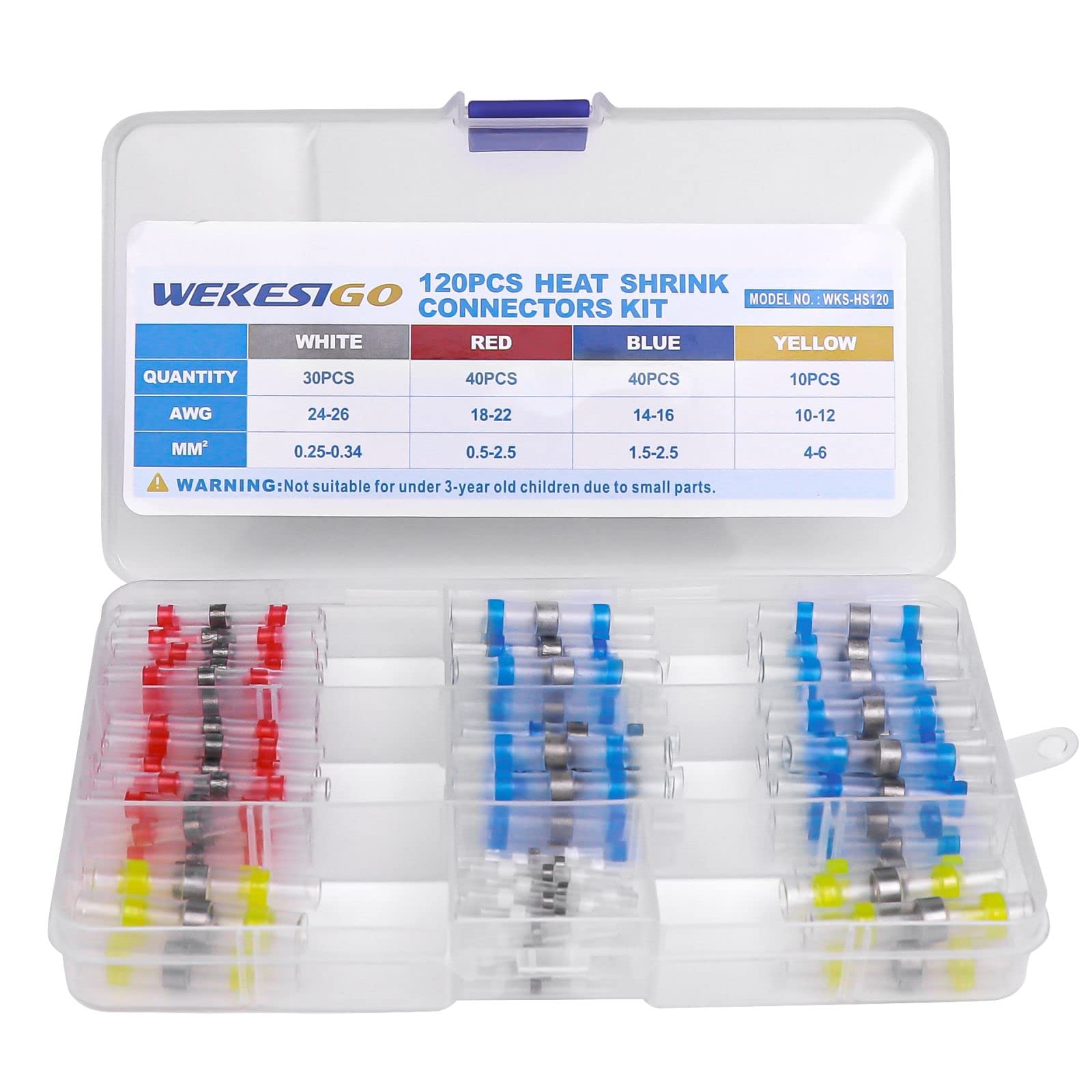 120PCS Marine Grade Heat Shrink Wire Connectors - Waterproof Solder Seal Butt Splice Connectors for Stereo, Electrical, Automotive and Marine Applications | Weatherproof & Corrosion Resistant for Outdoor Use