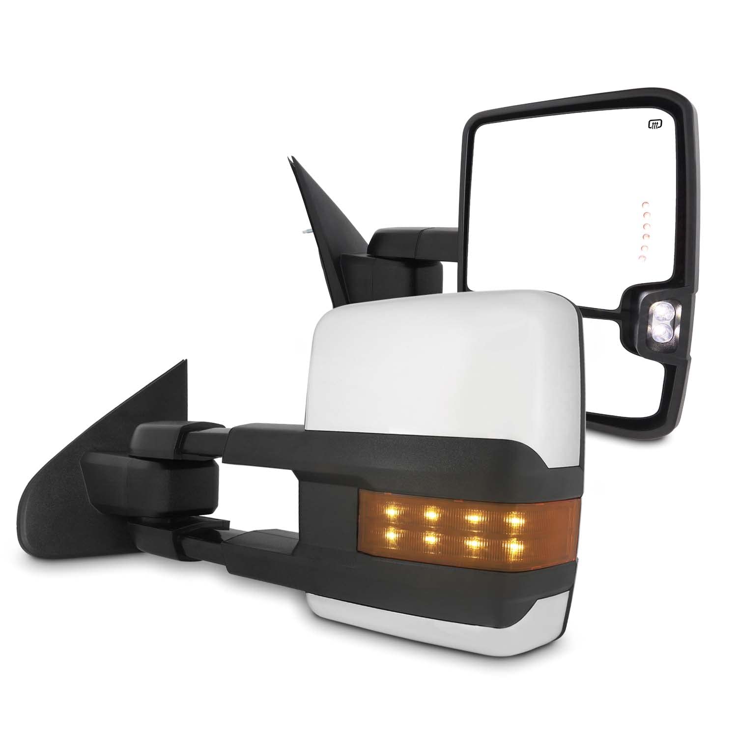 AKKON Power Folding Heated Towing Mirrors with Turn Signal & Lamp for 2014-2018 Chevy Silverado GMC Sierra - Chrome - Perfect for Enhanced Visibility & Safety While Towing Trailers or Large Loads