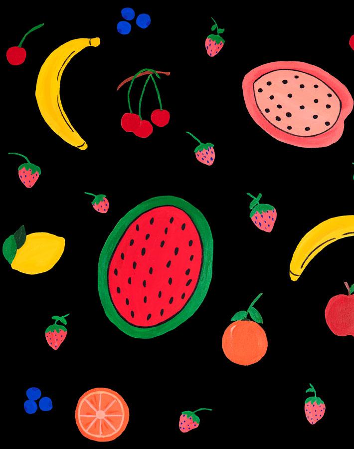 Fruit Punch Wallpaper by Carly Beck - Black - Perfect for Living Room, Bedroom, and Home Decor