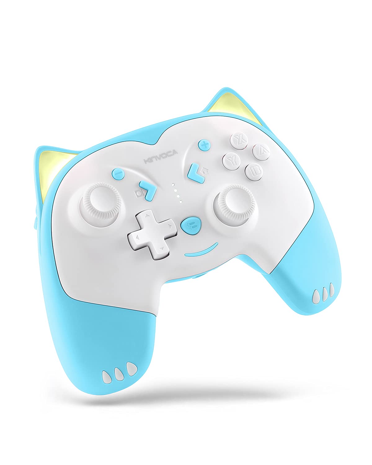 KINVOCA Wireless Pro Controller for Nintendo Switch & Switch Lite - Turbo, Motion Control, Vibration, Wake-Up, Headphone Jack & LED Breathing Light (Blue) - Perfect for Gaming, Streaming & Multiplayer Sessions