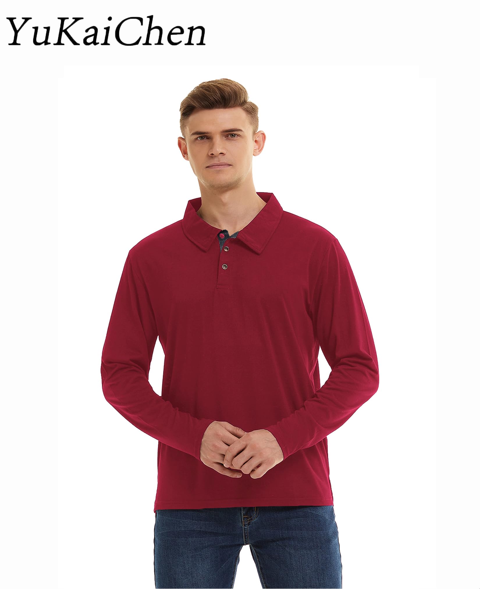 Premium Men's Long Sleeve Polo Shirt - Breathable Golf Shirt with Moisture-Wicking Fabric - Ideal for Golf, Business Casual & Outdoor Activities