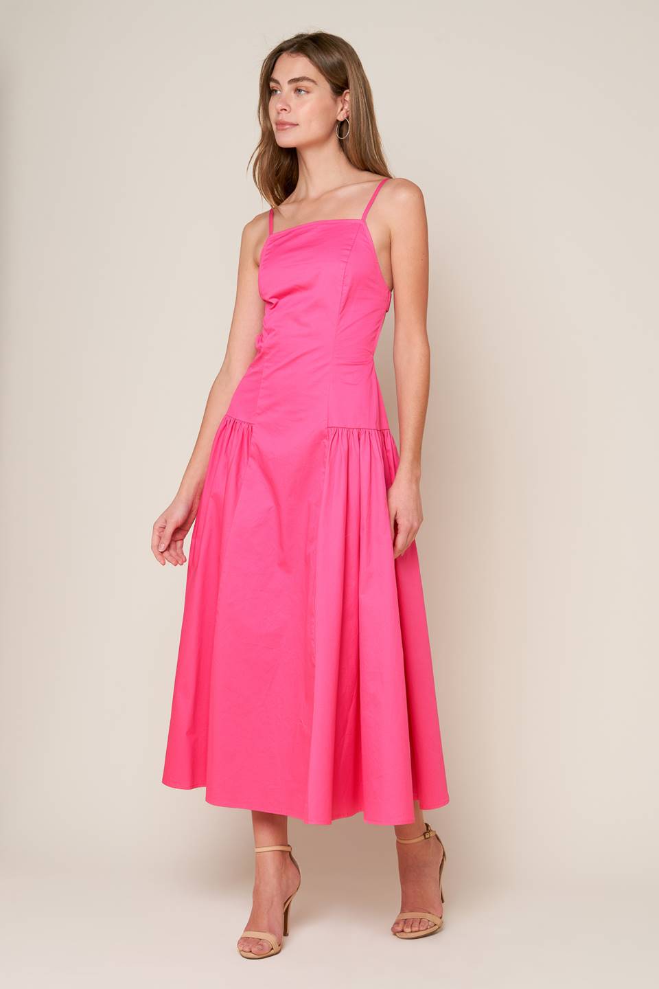 Pink Sands Open Back Midi Dress - Flowy Summer Beach Dress for Women, Perfect for Vacations, Weddings & Outdoor Events
