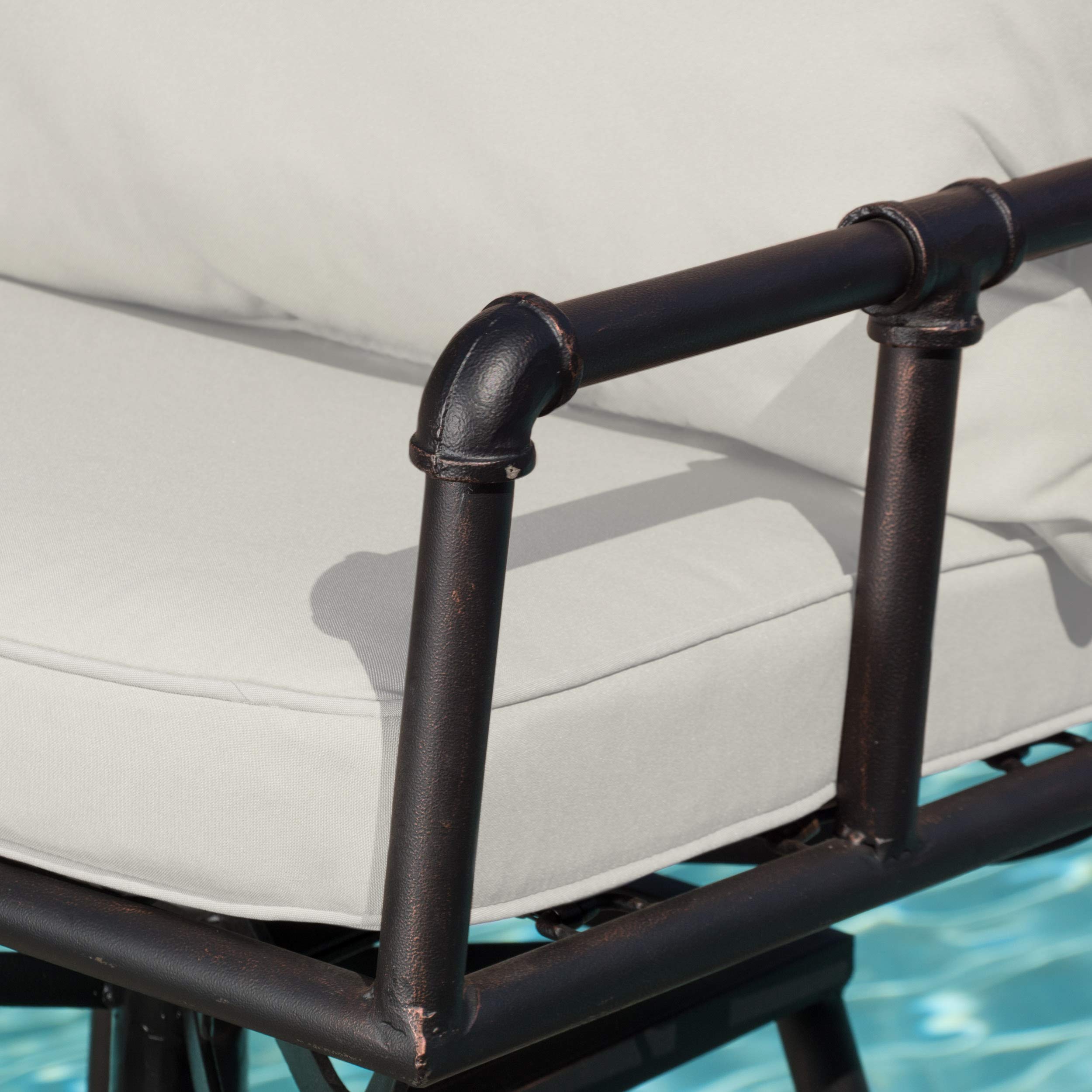 Christopher Knight Home Northrup Pipe Outdoor Adjustable Barstool, Black Copper - Patio, Deck, Garden & Poolside Bar Height Stool for Outdoor Entertaining