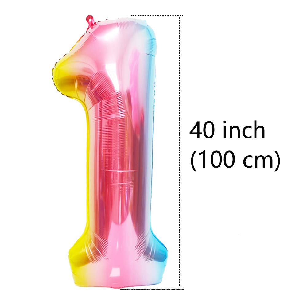 40 Inch Large Foil Mylar Balloons - Rainbow Number 13 Balloons for Birthday Party Decorations | Giant Jumbo Balloons for Birthdays, Anniversaries & Special Events | Party Supplies & Celebration Decor