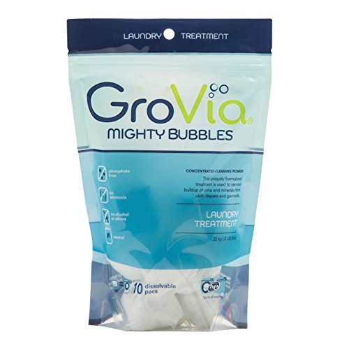 GroVia Mighty Bubbles Laundry Treatment Pods - 10 Count for Baby Cloth Diapers | Deep Cleans & Removes Odors | Perfect for Eco-Friendly Diaper Care & Sensitive Skin