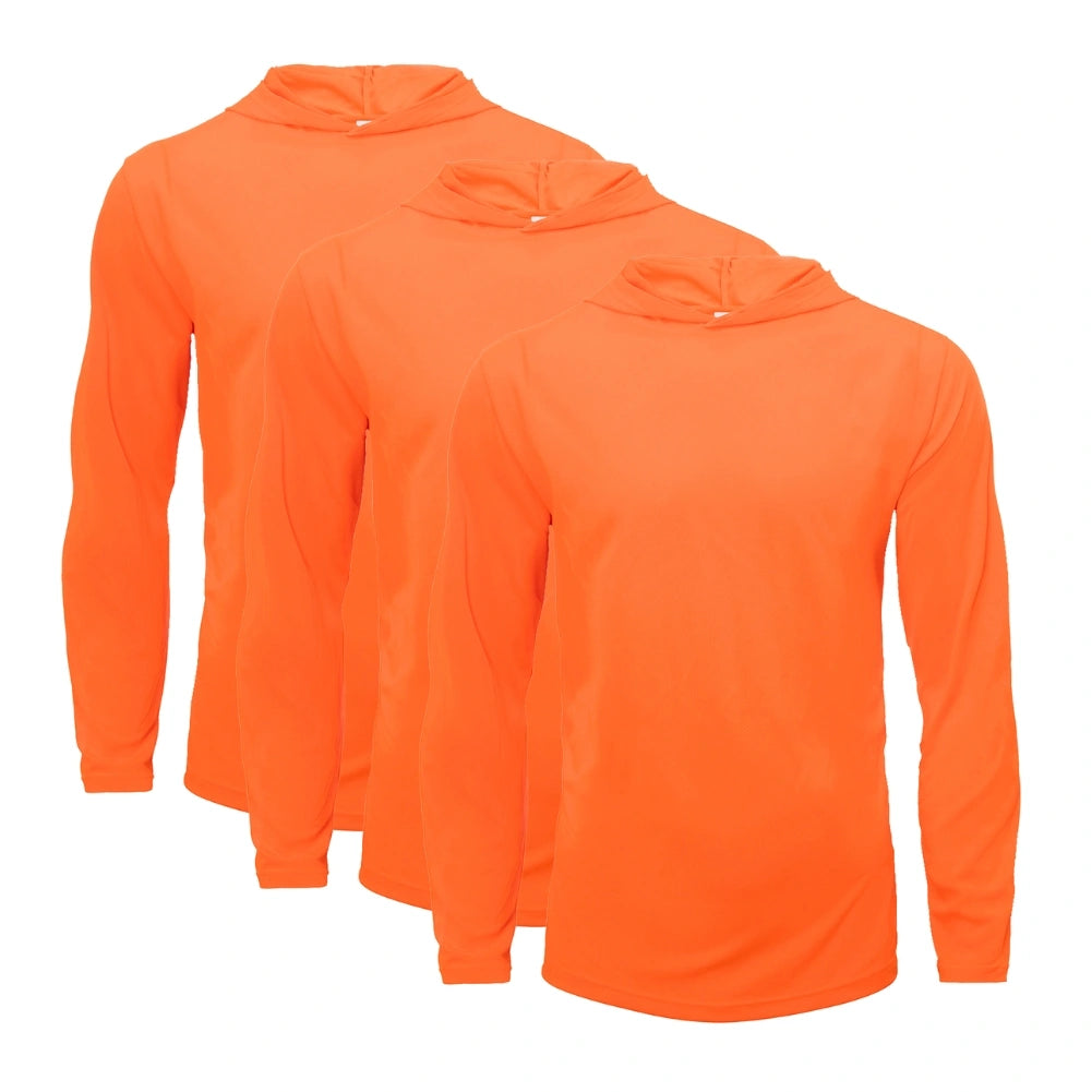 3 Pack Men's Performance Long Sleeve Hooded Shirts - Moisture Wicking, Breathable Workout Tops for Running, Gym & Outdoor Activities