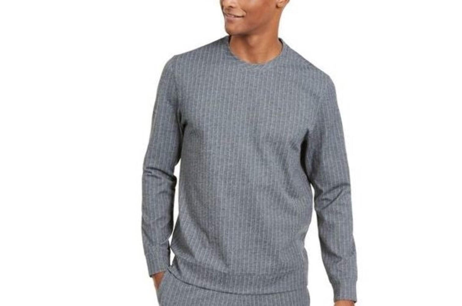 Alfani Men's Heather Gray Fleece Sweatshirt - Soft Casual Pullover for Lounge, Workout & Everyday Wear