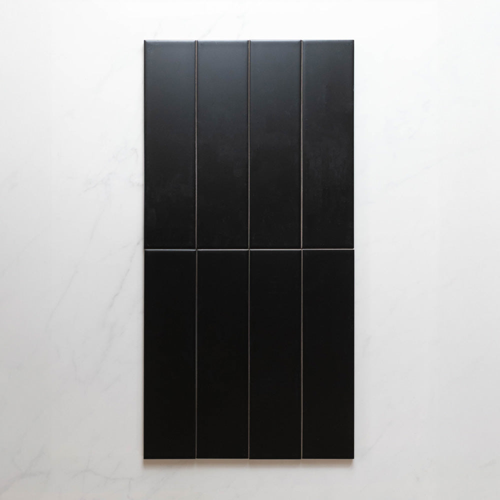 Premium Cascade Black 75x300mm Matte Unrectified Subway Tile - Perfect for Kitchen Backsplash, Bathroom Walls & Modern Interior Design