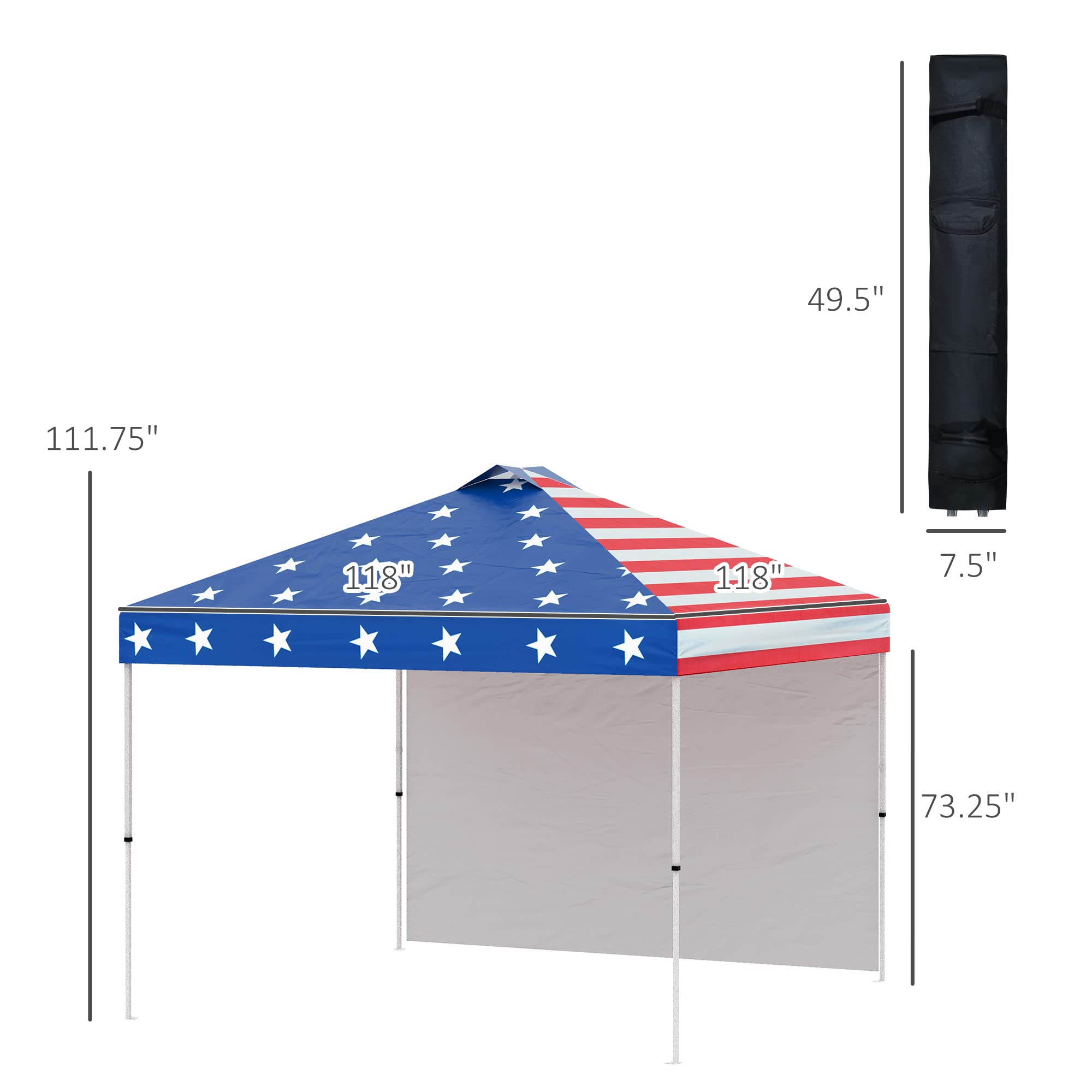 Outsunny 10' x 10' Pop-Up Canopy Tent with Removable Sidewall - Instant Sun Shelter for Outdoor Events, Parties, Camping & Backyard - Includes Wheeled Carry Bag - Ideal for Garden, Patio, Beach & Picnics