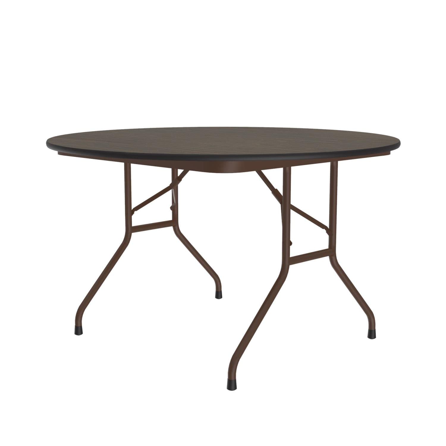 Correll CF48PX 01 48-Inch Round Commercial Folding Table - High Pressure Laminate Walnut Top, Heavy Duty for Office, Conference, Events & Catering