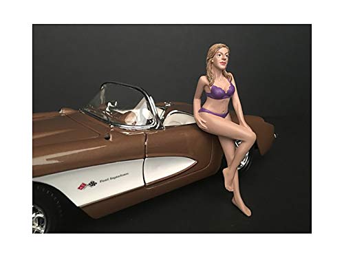 1/24 Scale July Bikini Calendar Girl Figurine for Model Cars & Dioramas - American Diorama Collectible Miniature for Car Shows & Display Cases