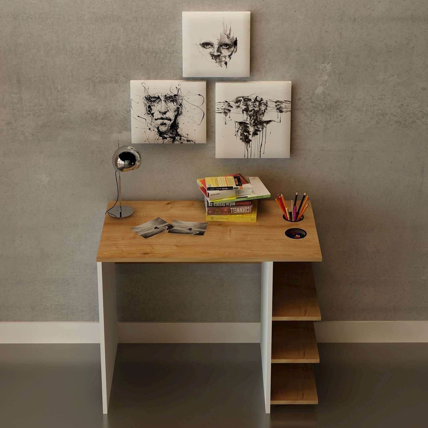 BTS Wooden Desk with Shelves - 35.4