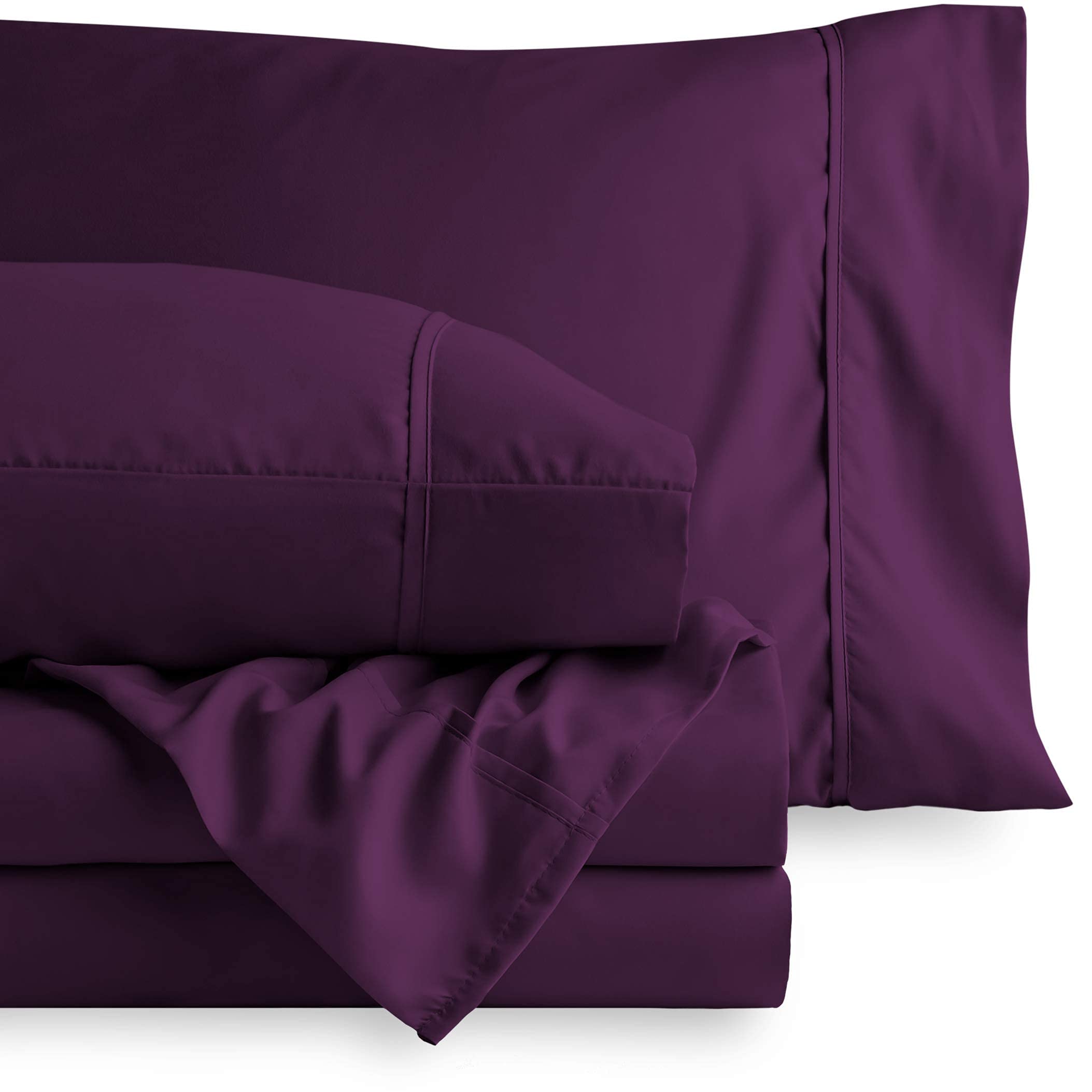 Bare Home Twin XL Sheet Set - 1800 Ultra-Soft Microfiber Bed Sheets & Comforter Set (Twin/Twin XL, Plum) - All Season Breathable Bedding for College Dorms, Guest Rooms & Cozy Sleep