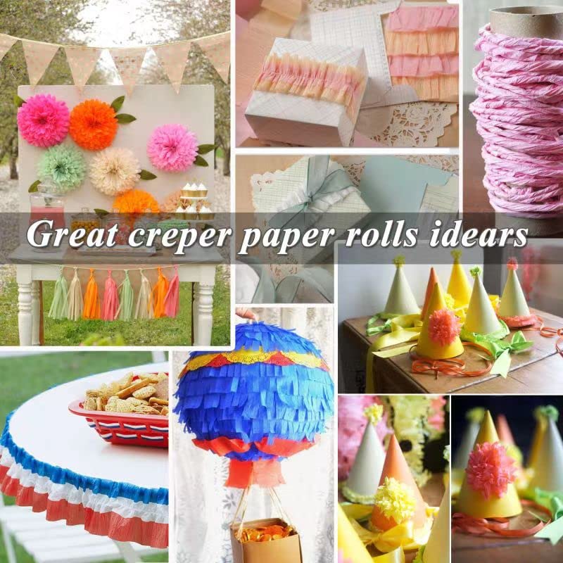 8 Rolls Green & White Crepe Paper Streamers (1.8