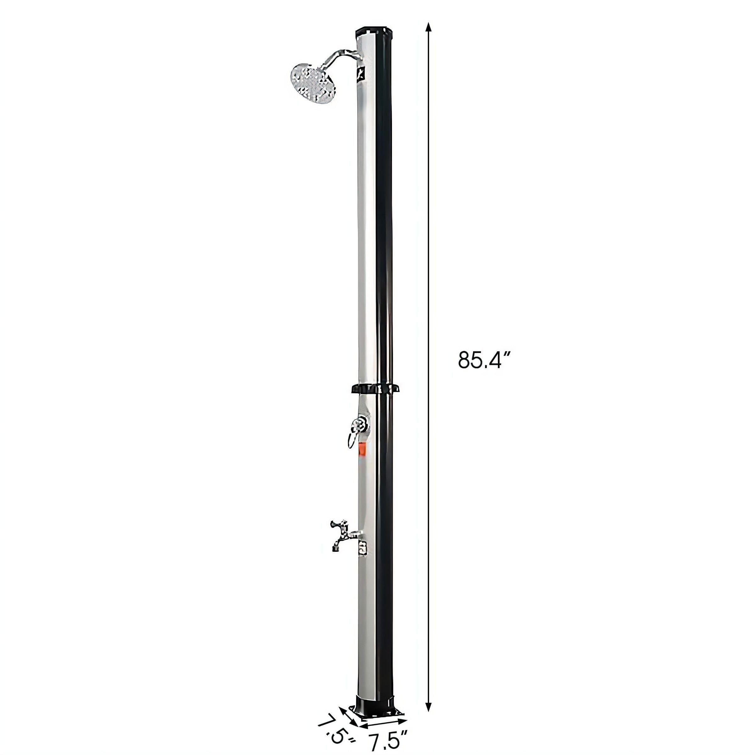 7.2Ft Outdoor Solar Heated Shower - 9.3 Gallon Portable Pool Shower with Adjustable Handheld Shower Head & Foot Tap Spigot - Perfect for Beach, Backyard, Camping, RV, and Poolside Use - Silver