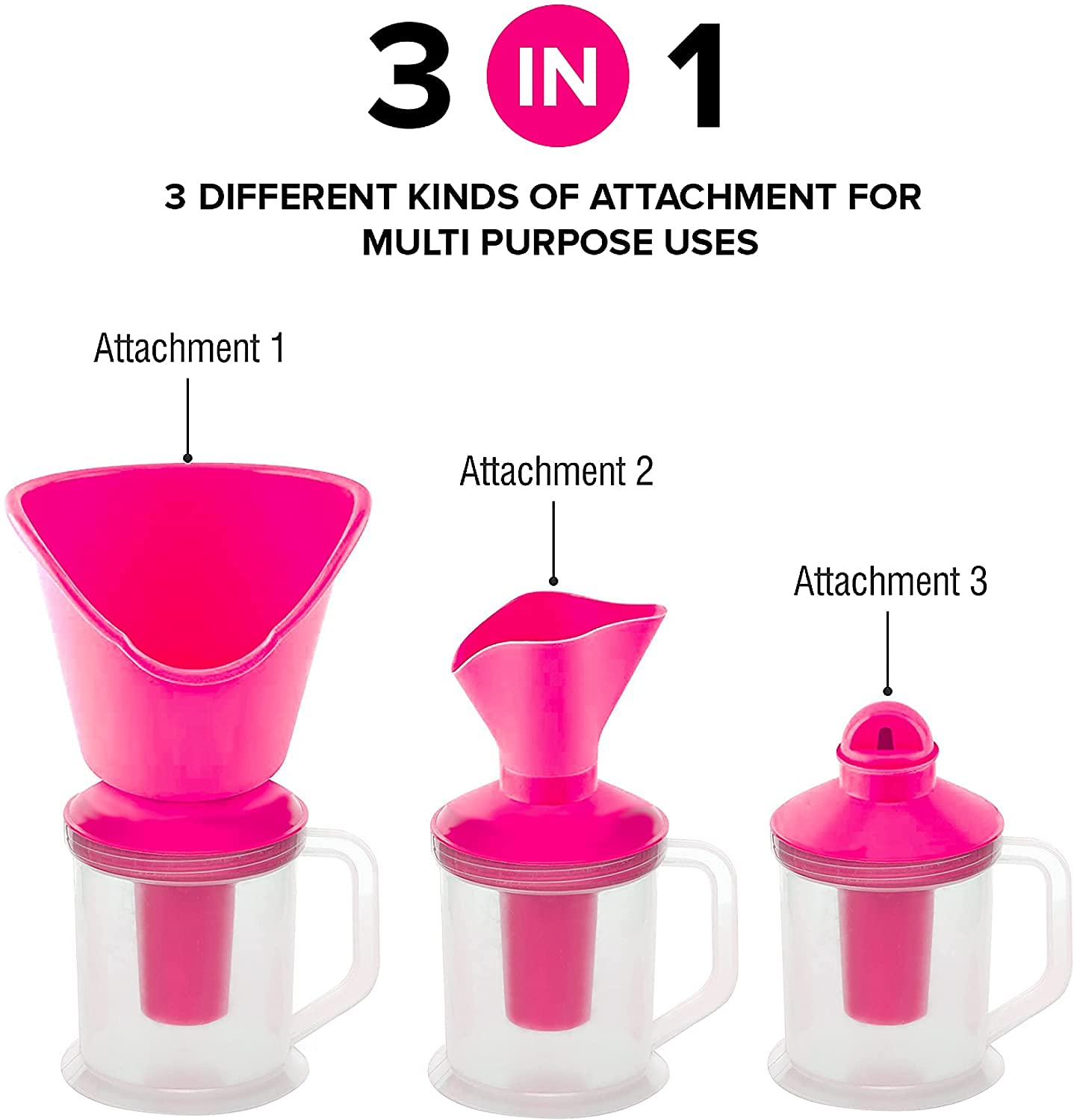 KIDINGTON 3-in-1 Facial Steamer & Sauna Machine - Professional Steam Vaporizer for Face, Nose & Cough Relief with Nozzle Inhaler - Safe for Adults & Kids (Pink) | Perfect for Home Spa, Cold Relief & Skincare Routine