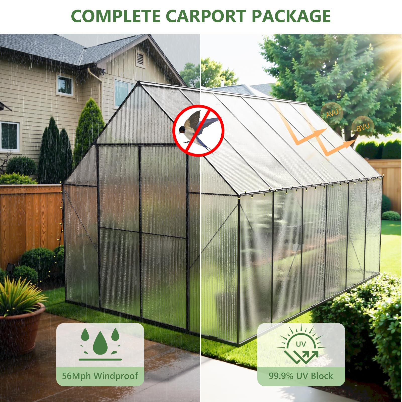 8x12 FT Heavy Duty Polycarbonate Greenhouse for Outdoors - Large Walk-in Aluminum Hot House with Roof Vent | Perfect for Backyard Gardening, Plant Growing & Outdoor Greenhouse Garden Use