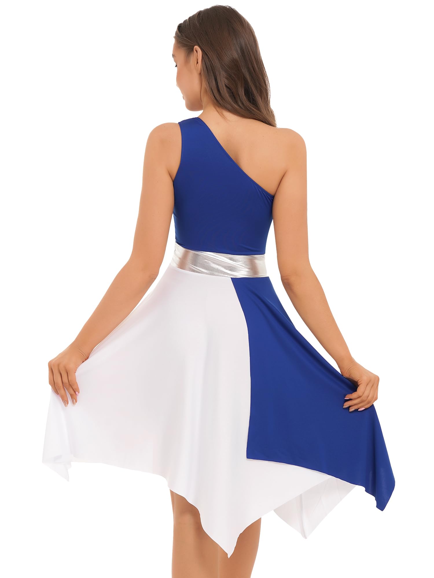 JEYPINMI Women's One Shoulder Liturgical Dance Dress - Praise Worship Lyrical Costume for Church Performances & Spiritual Events