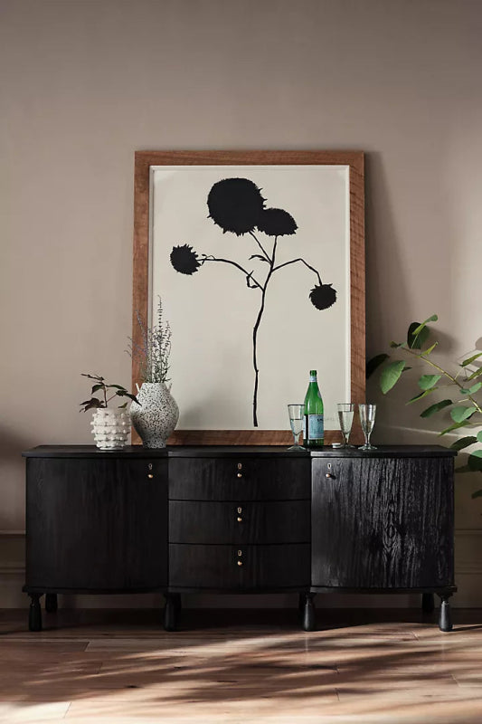 Handmade Black Wooden TV Stand with Storage Shelves - Modern Media Console for Living Room, Bedroom & Home Theater