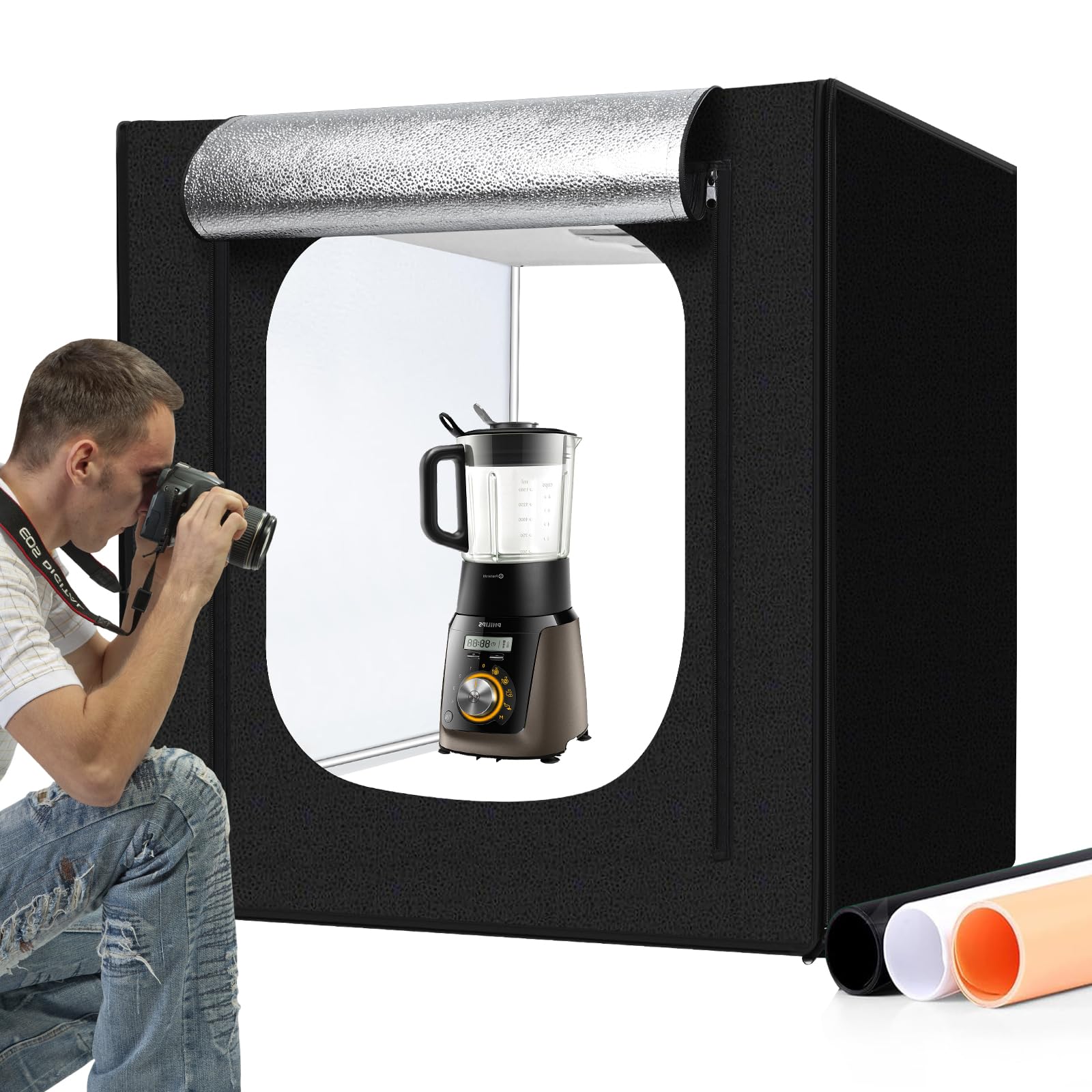32x32 Inch Professional Photo Studio Light Box - 405 LED Large Photography Lightbox with 3 Stepless Dimming Panels & Soft Light Cloth - Perfect for Product Photography, Ecommerce Listings, Jewelry and Small Item Shooting (White Background)