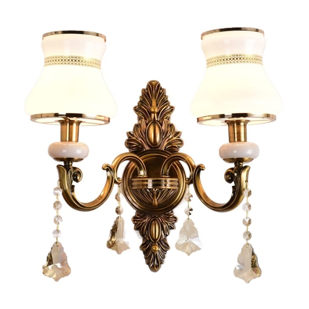 European Retro Ceramic Crystal Wall Lamp - Bedroom & Living Room Decor