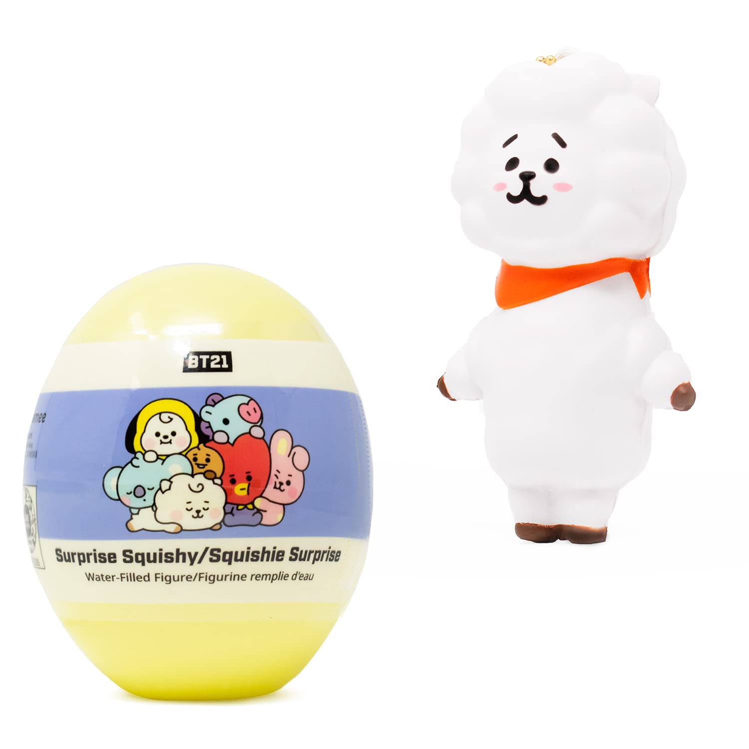 BT21 Collectible Squishy Keychain (RJ) & Water-Filled Surprise Capsule Toy - Cute LINE Friends Character for Kids, Fans, and Collectors - Perfect for Backpacks, Gifts, and Stress Relief