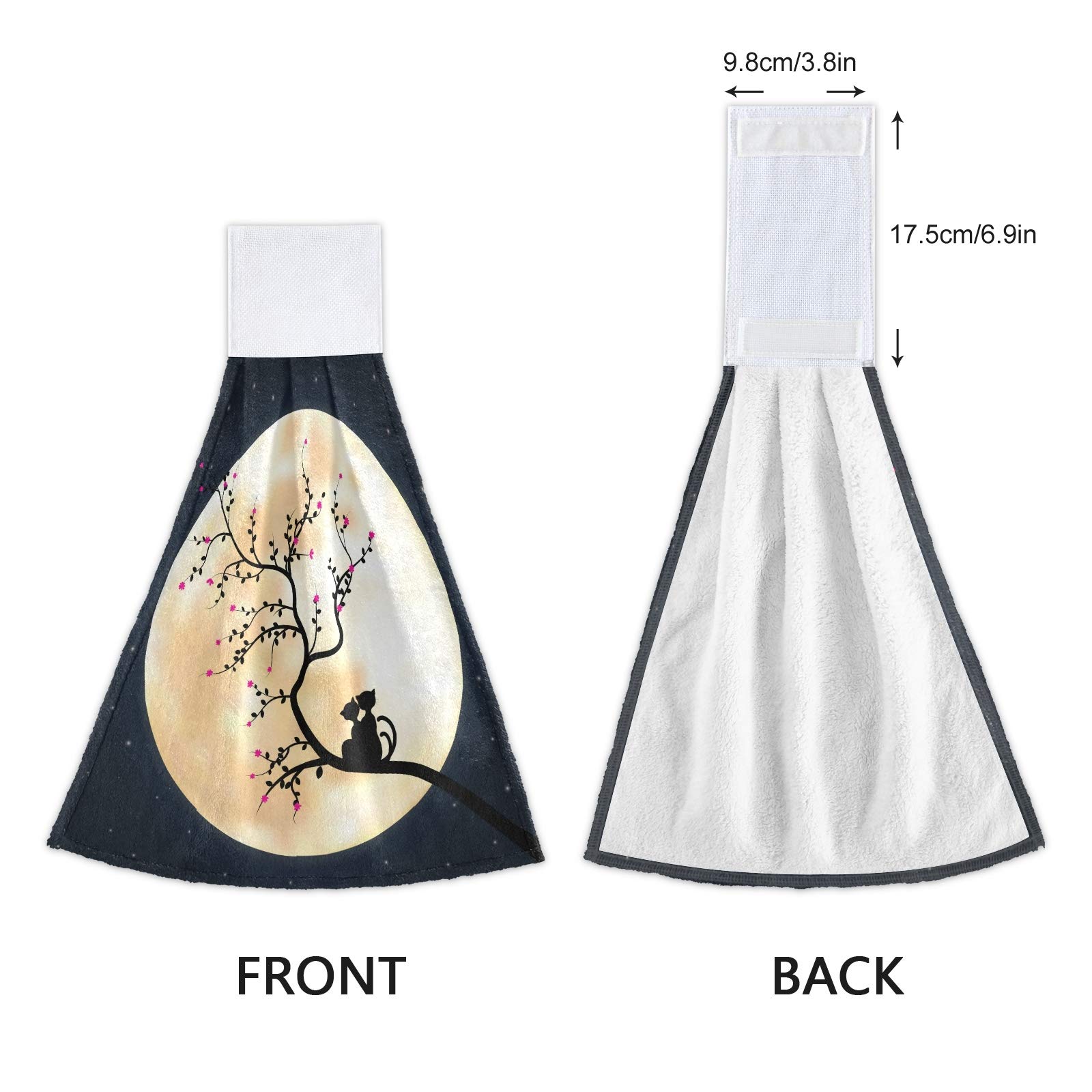 Valentine's Day Cat Lover Kitchen Towels Set of 2 - Soft Coral Velvet Absorbent Hand Towels with Hanging Loops for Bathroom, Kitchen & Romantic Decor - Perfect Gift for Couples & Home Use
