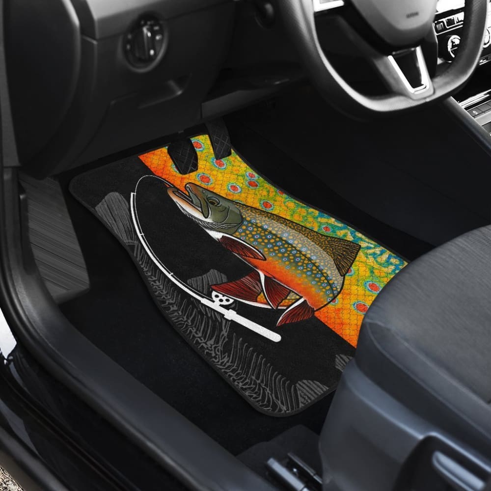 Non-Slip Brook Trout Fishing Car Floor Mats - Waterproof All-Weather Protection for Trucks & SUVs - Perfect for Outdoor Enthusiasts & Anglers