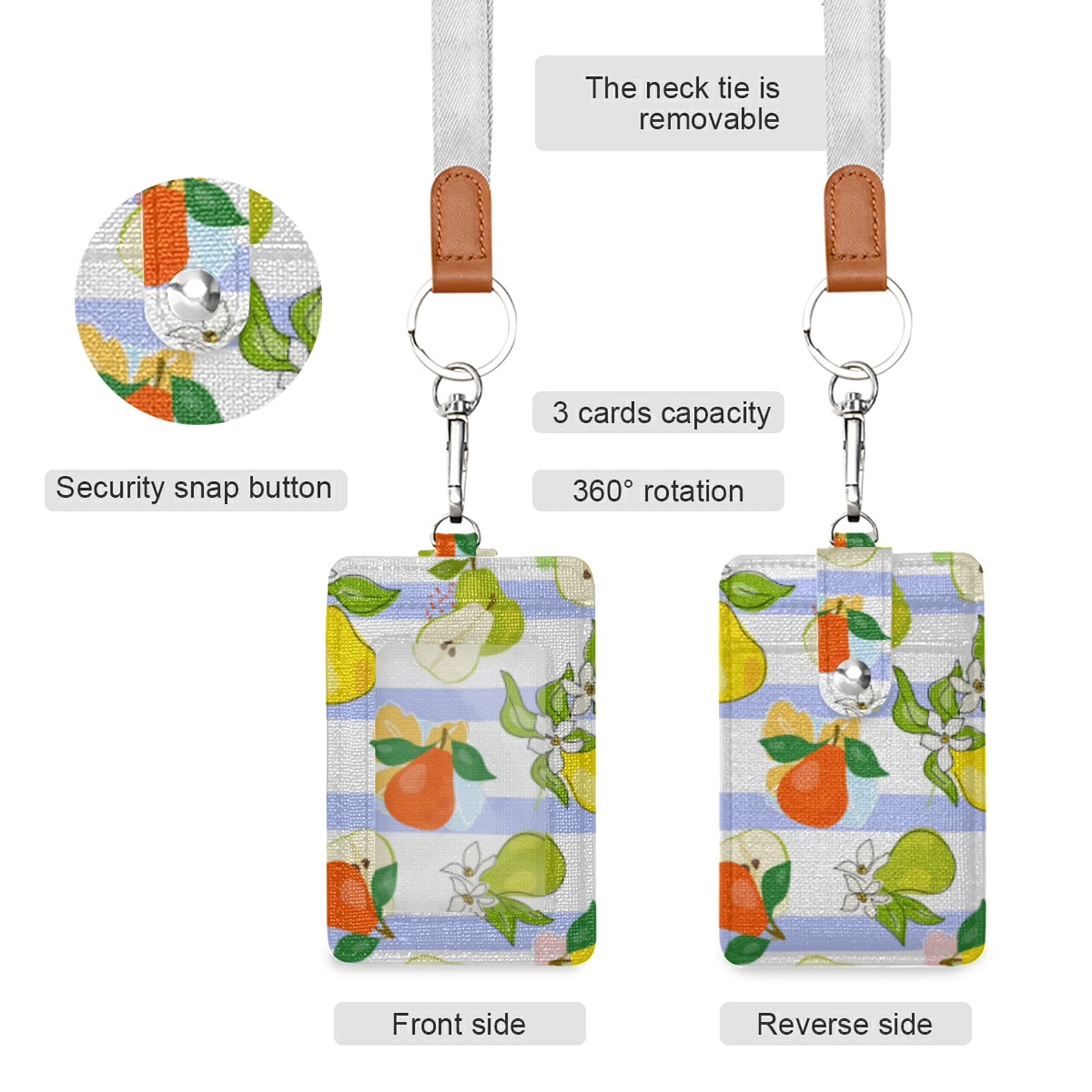 Colorful Vegan ID Badge Holder with Lanyard - Office & School Staff Use