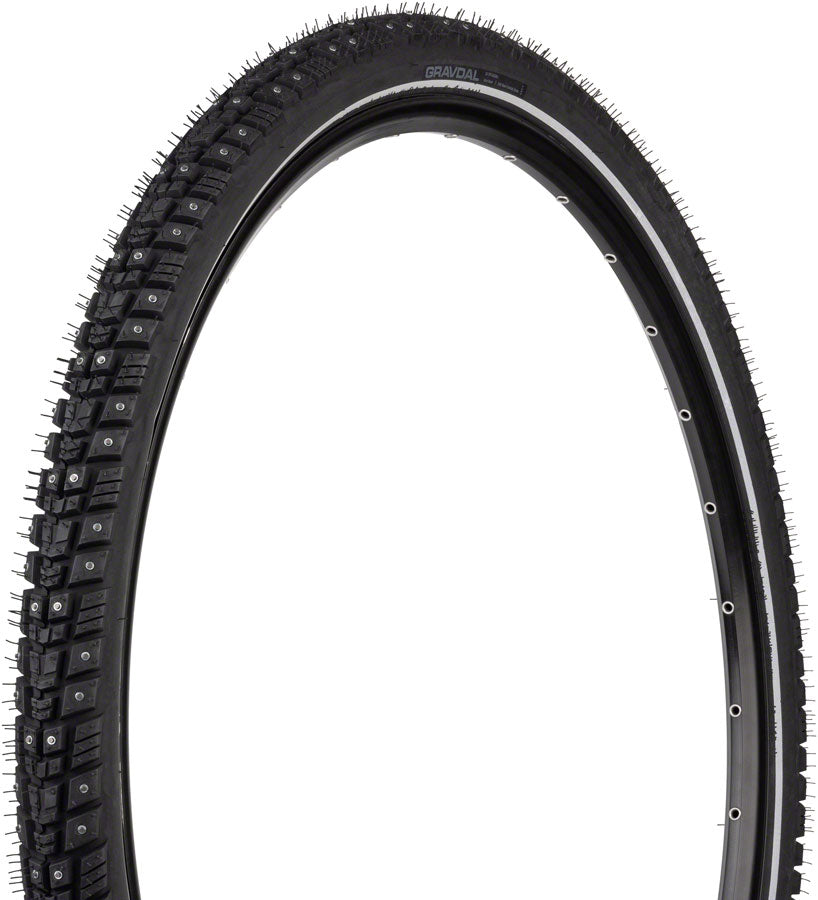 45NRTH Gravdal Bike Tire - 700x45 Clincher, Wire Bead, Black, 33 TPI with 240 Carbide Steel Studs - Winter Cycling & Snow Traction for Fat Bikes - Perfect for Snowy Trails and Icy Commutes