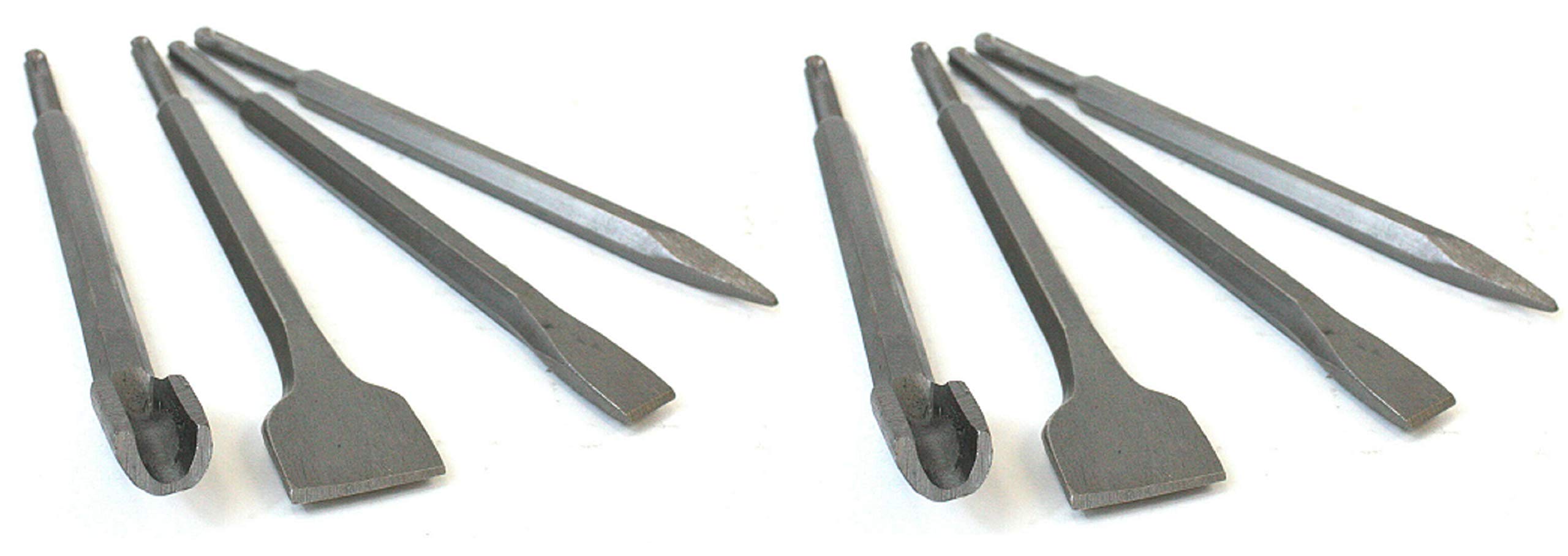 8-Piece SDS Plus Chisel Set - Flat, Point, Groove & Gouge Drill Chisels for Hammer Drills - Perfect for Masonry, Concrete & Demolition Work
