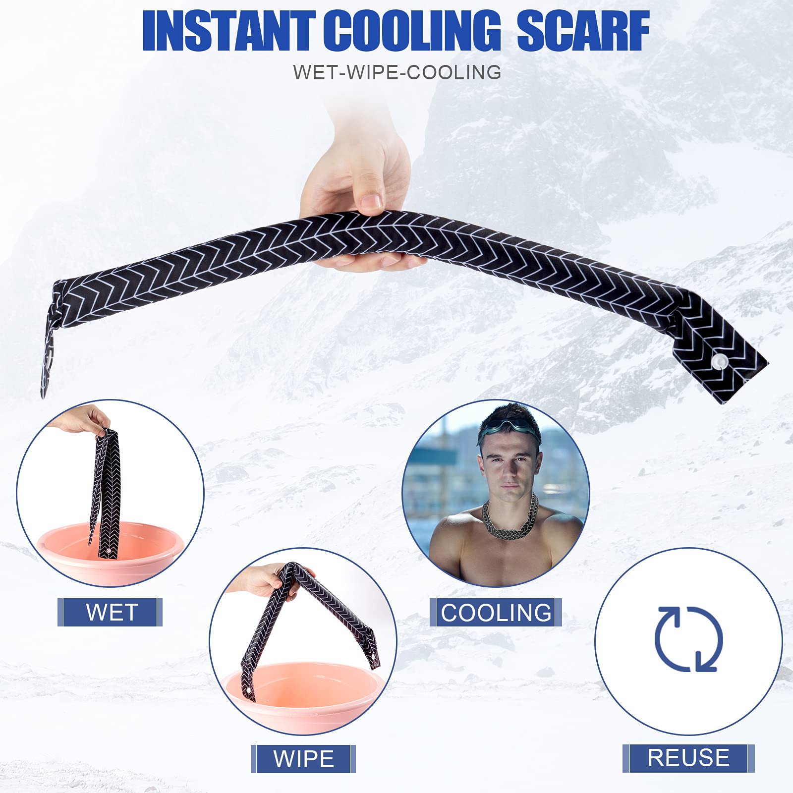 6 Pack Cooling Neck Wraps with Button - Reusable Neck Cooler Scarf for Men & Women - Perfect for Summer Outdoor Activities, Sports, Hiking, and Gardening