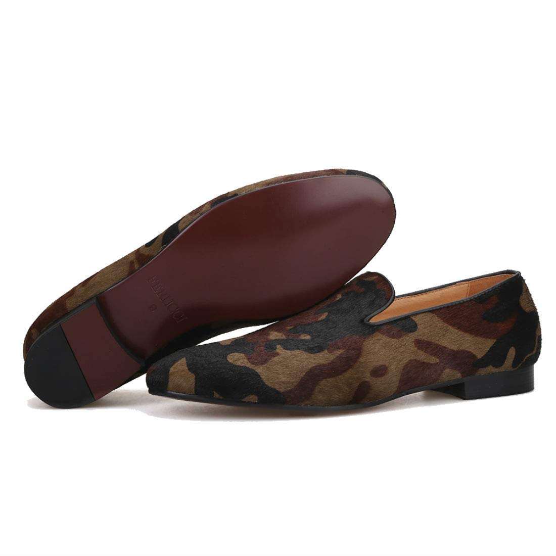 FERUCCI Men's Dark Brown Horse Hair Camouflage Loafers - Comfortable Slip-On Slippers for Indoor/Outdoor Wear - Perfect for Home, Office & Casual Occasions