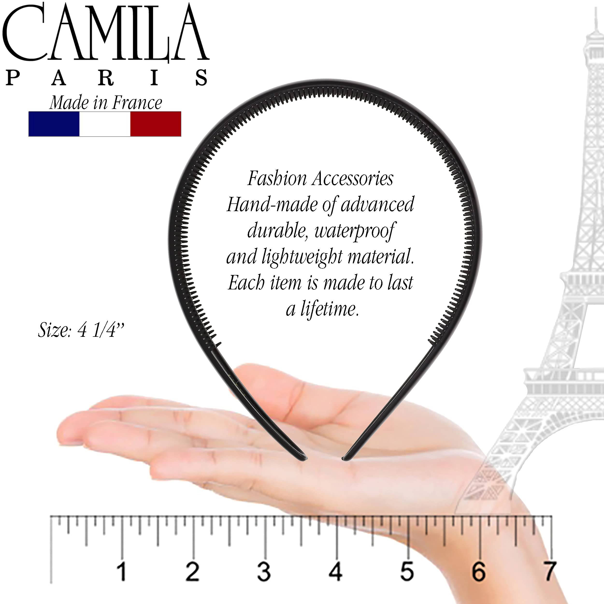 Camila Paris CP3011 French Fashion Headband for Women - Flexible Hairband with Teeth for Strong Hold | No Slip Durable Hair Accessory | Made in France with Cellulose | Perfect for Workouts, Office & Everyday Styling