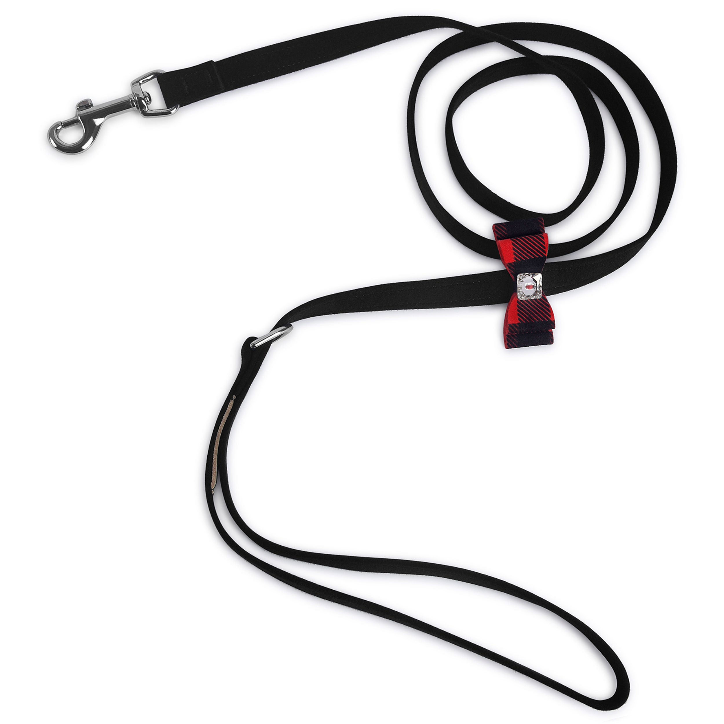 Red Gingham Dog Leash with Big Bow - Stylish and Durable Pet Walking Accessory for Small, Medium & Large Dogs - Perfect for Daily Walks, Training & Outdoor Adventures