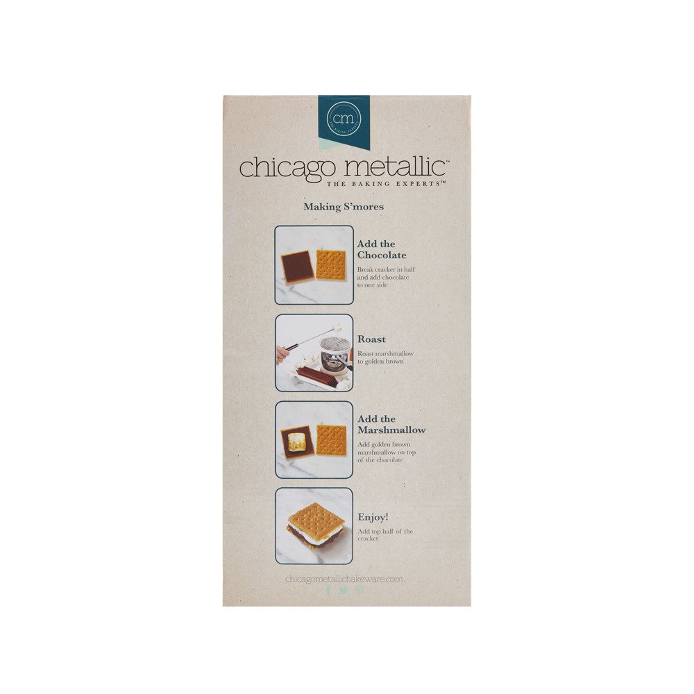 Chicago Metallic S'mores Maker - Portable Campfire Dessert Kit for Indoor & Outdoor Use - Perfect for Backyard BBQs, Camping Trips & Family Gatherings - White Small Size