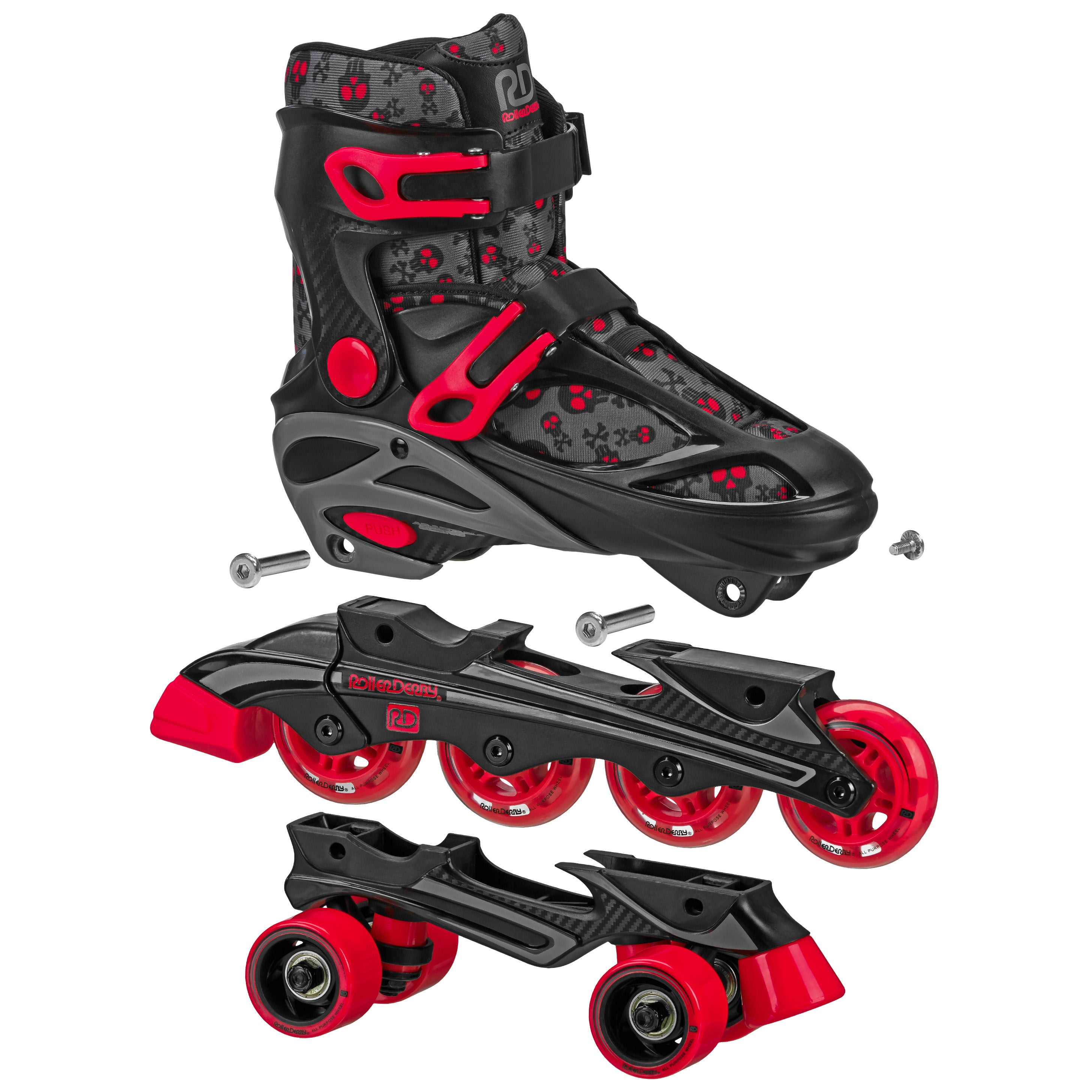 Roller Derby Adjustable 2-in-1 Quad & Inline Skates for Boys - Perfect for Outdoor Sports, Skate Parks & Family Fun