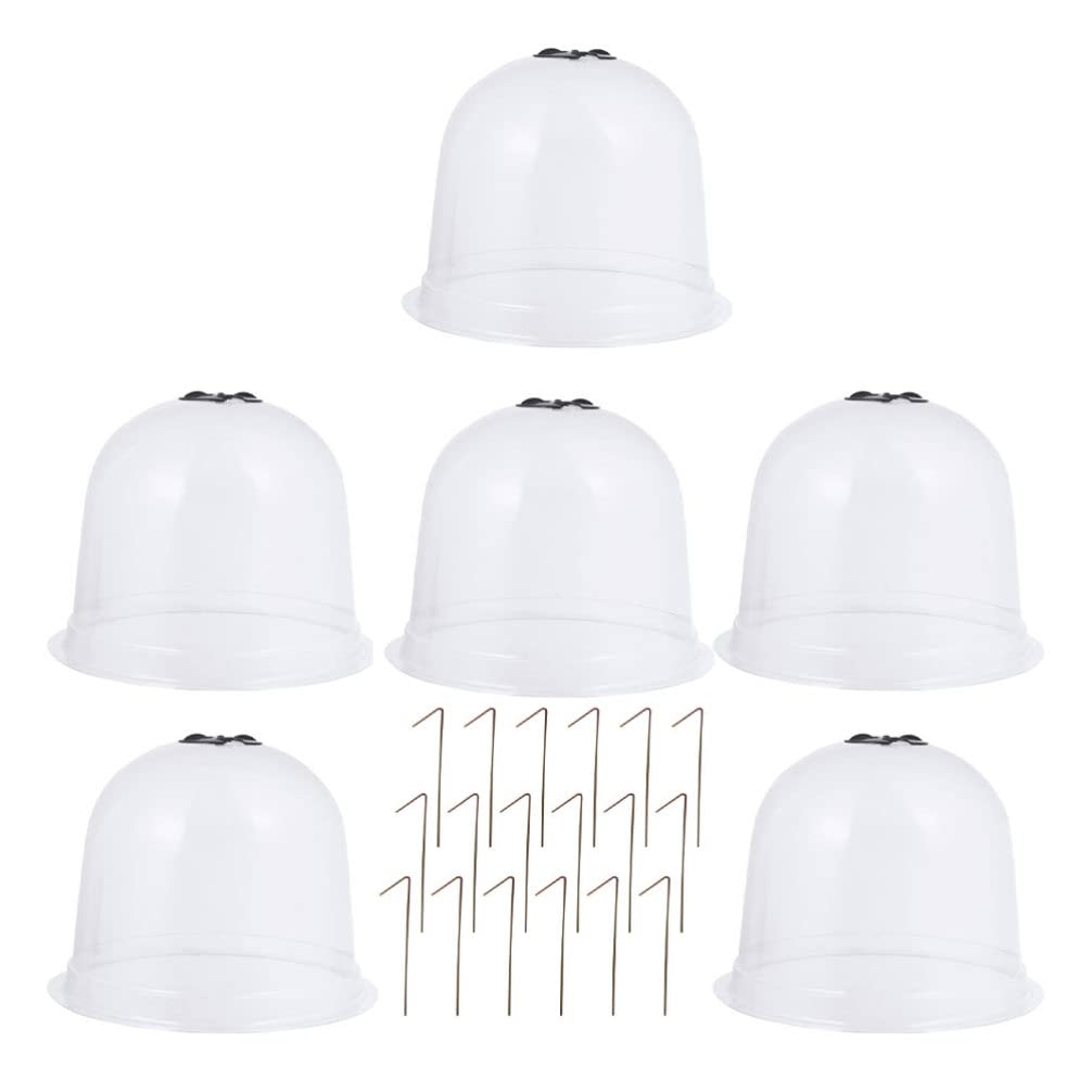 Yardwe 6-Pack Plastic Garden Cloche Domes - Mini Greenhouse Plant Covers with Ground Pegs for Frost Protection | Ideal for Fruits, Vegetables & Seedlings | Perfect for Winter Gardening, Early Spring Planting & Outdoor Plant Protection
