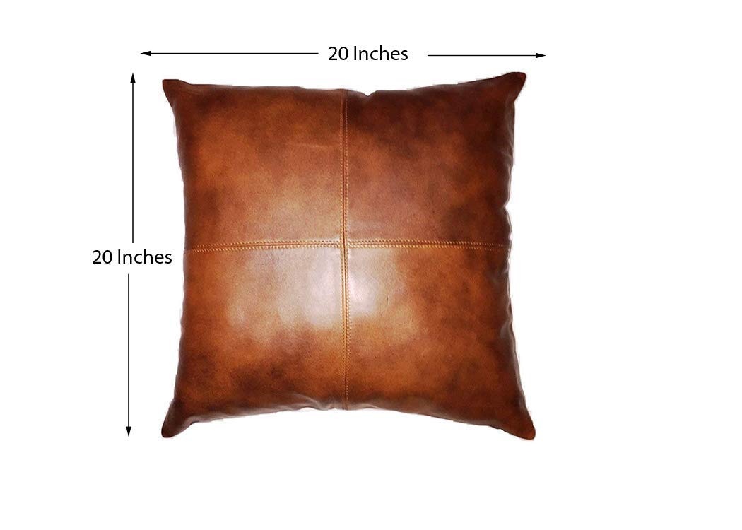 Premium Lambskin Leather Pillow Covers 20x20 Inches - Soft Decorative Throw Pillow Cases for Sofa, Couch & Living Room - Antique Tan Set of 2 - Perfect for Home Decor, Cozy Reading Nook & Modern Farmhouse Style