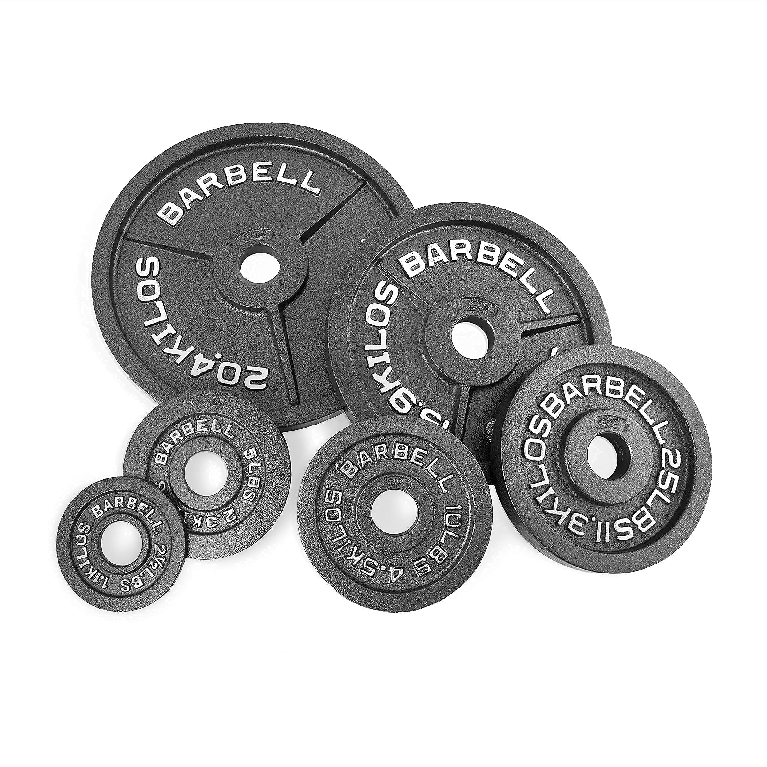 CAPHAUS 2-Inch Olympic Weight Plates - Solid Cast Iron Barbell Plates for Strength Training, Weightlifting, Bodybuilding & Powerlifting - Perfect for Home Gyms, CrossFit & Commercial Fitness Centers