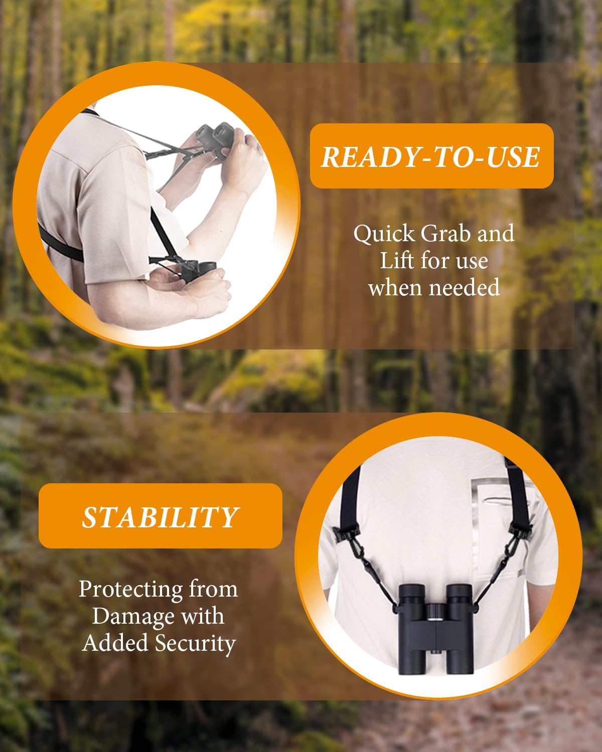 Premium X-Shaped Binocular Harness Strap - Adjustable & Comfortable for Bird Watching, Hunting, Hiking - Fits Binoculars, Cameras, Rangefinders - Ideal for Outdoor Adventures & Wildlife Observation