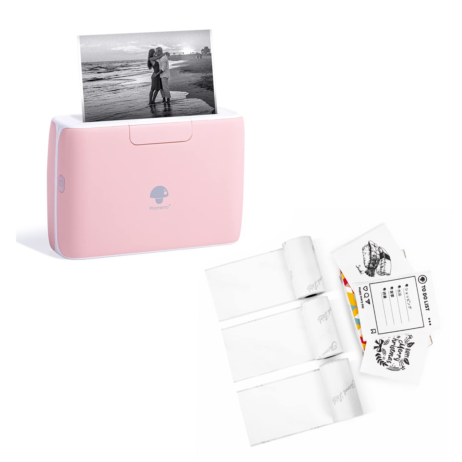 Phomemo M04S Portable Thermal Printer - 53mm White Adhesive Label Printer for Shipping, Barcode & Receipts - Includes 3 Rolls Thermal Paper - Perfect for Small Business, Retail & Home Organization