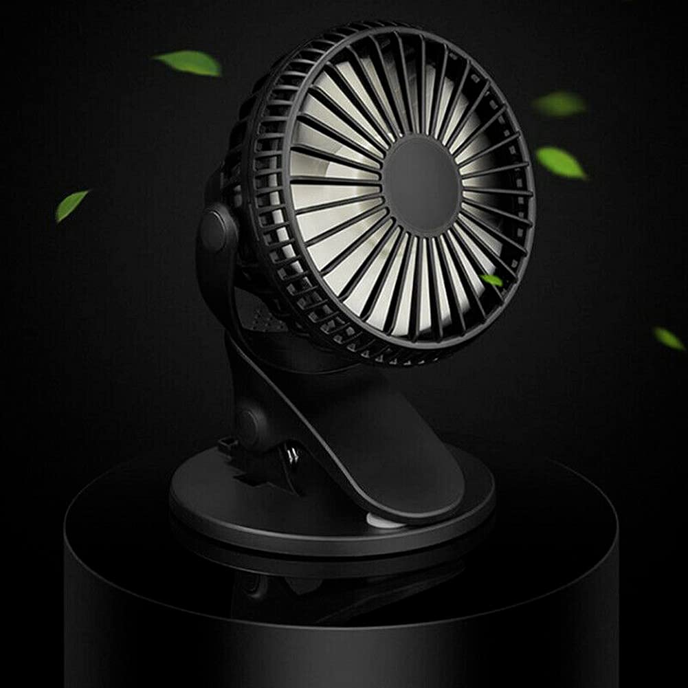 AUSUKY Portable 360° Clip Fan - USB Rechargeable Mini Desk Fan with 3 Speed Settings, Perfect for Office, Home, Outdoor & Travel Use