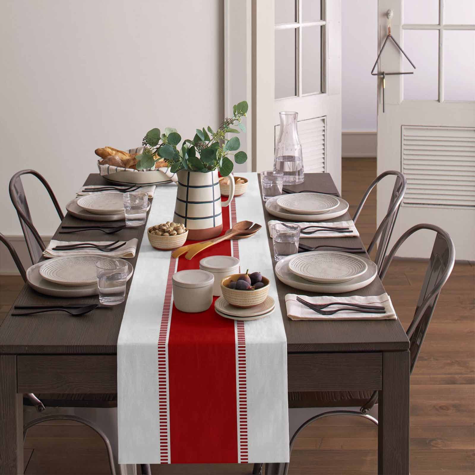Non-Slip Red Stripes Table Runner 70 Inches Long - Modern Farmhouse Decorative Cover for Kitchen, Dining, Coffee Table - Perfect for Weddings, Parties & Home Decor