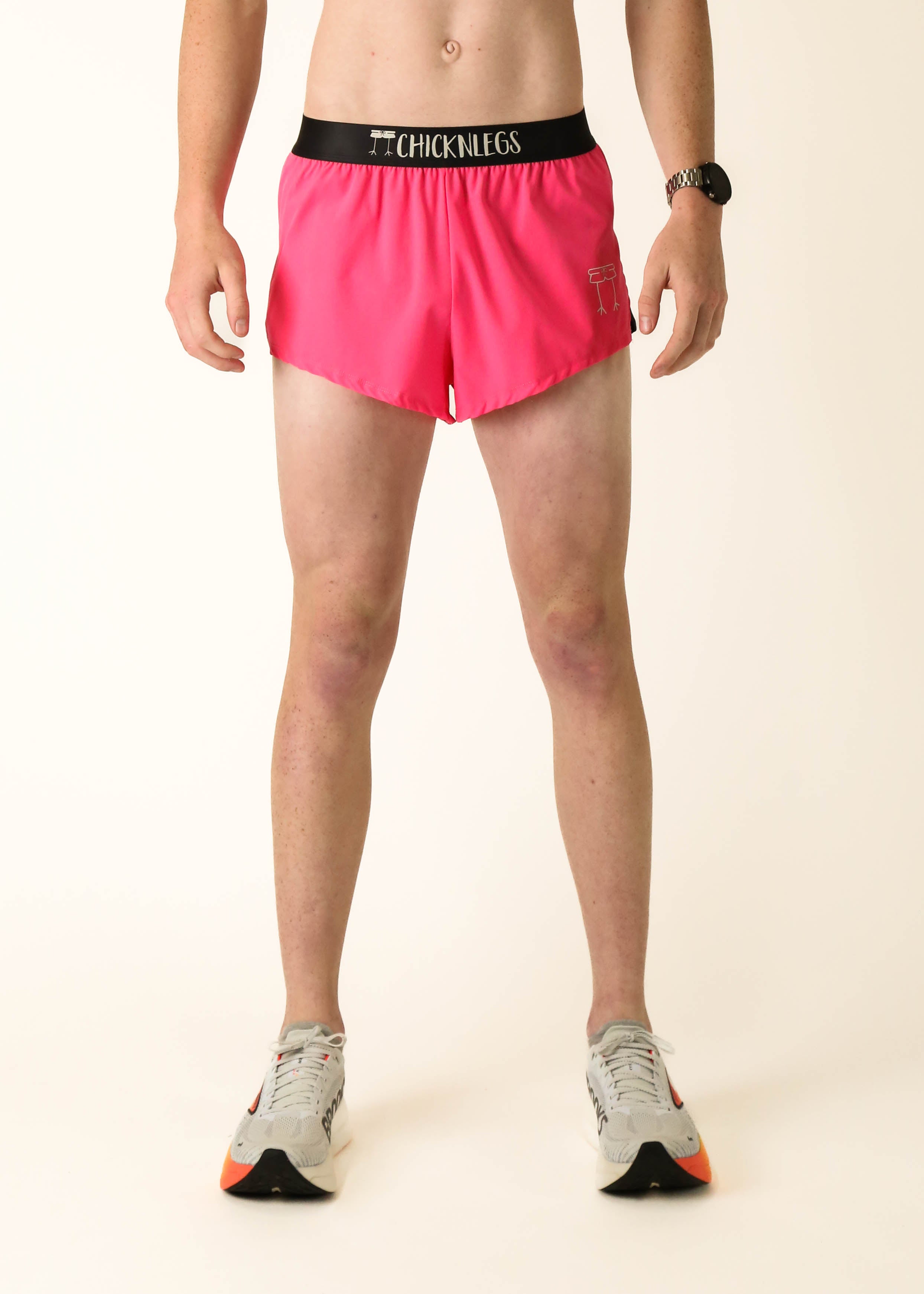 Men's Running Shorts - Neon Pink 2 Split Athletic Shorts for Gym, Jogging & Workout | Lightweight Breathable Training Shorts