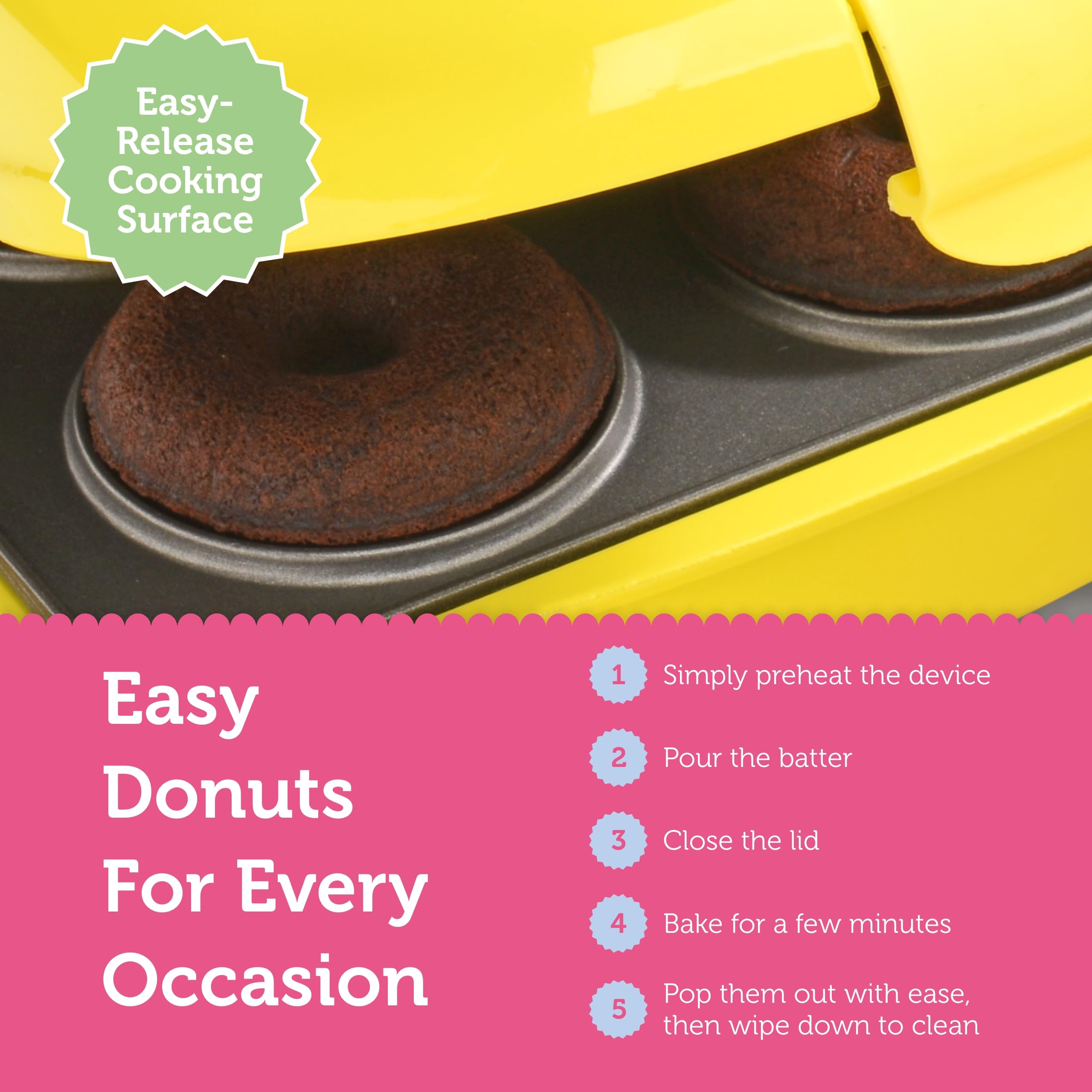 Mini Donut Maker Machine - Electric Non-Stick Donut Maker for Homemade Donuts, Perfect for Breakfast, Parties & Gifts - Compact & Easy to Use
