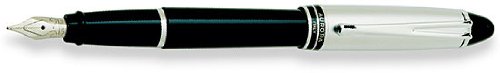 Aurora Ipsilon Chrome Plated Fountain Pen with Black Barrel - Extra Fine Nib (AU-B11C-EF) - Perfect for Writing, Calligraphy & Gift Giving