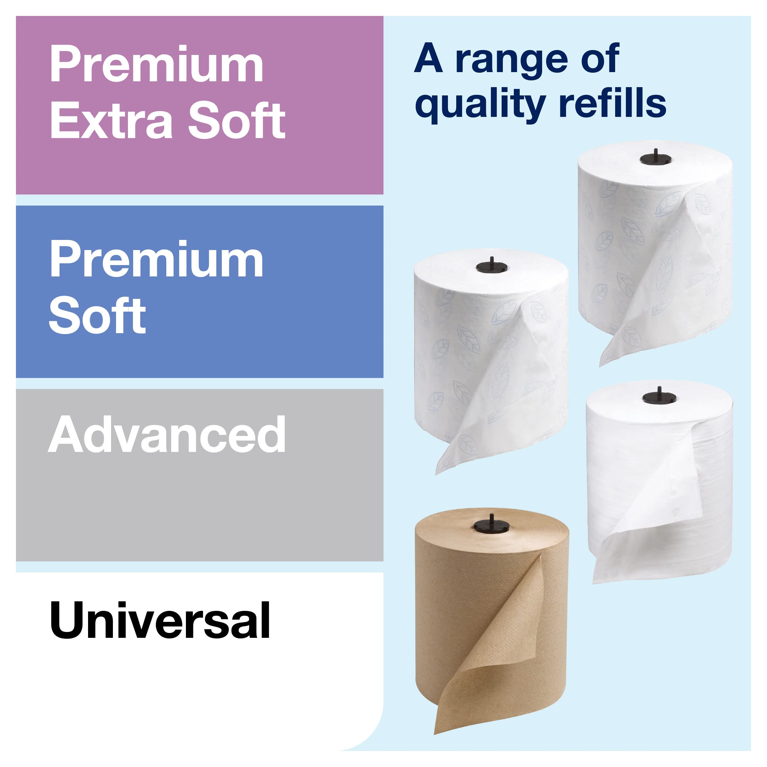 Tork Matic White H1 Paper Hand Towel Roll - 6 Rolls x 700 ft (290089) & Black Elevation H1 Dispenser with Refill Indicator (5510282) - Ideal for Restaurants, Offices, and Public Restrooms